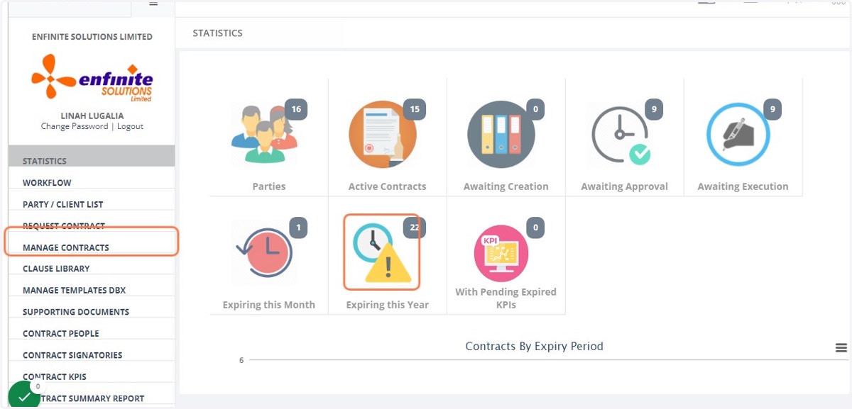Click on MANAGE CONTRACTS module
