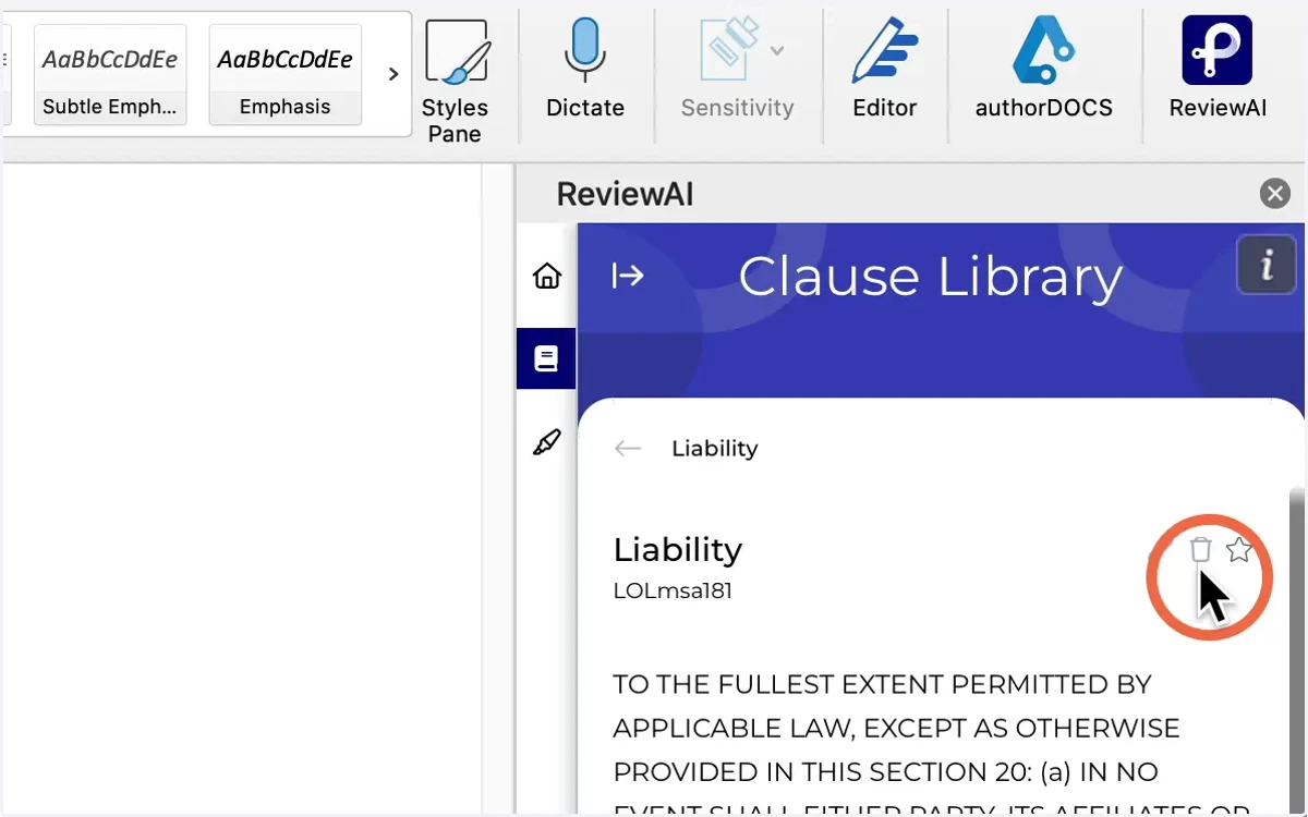 You can Delete a Clause