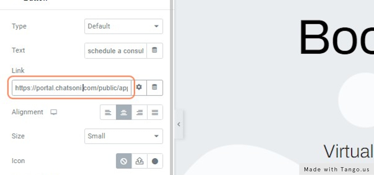 Once you click on the section you want to edit, add in the external link from the sidebar menu