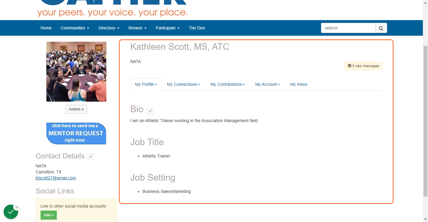 Main Profile Dashboard
