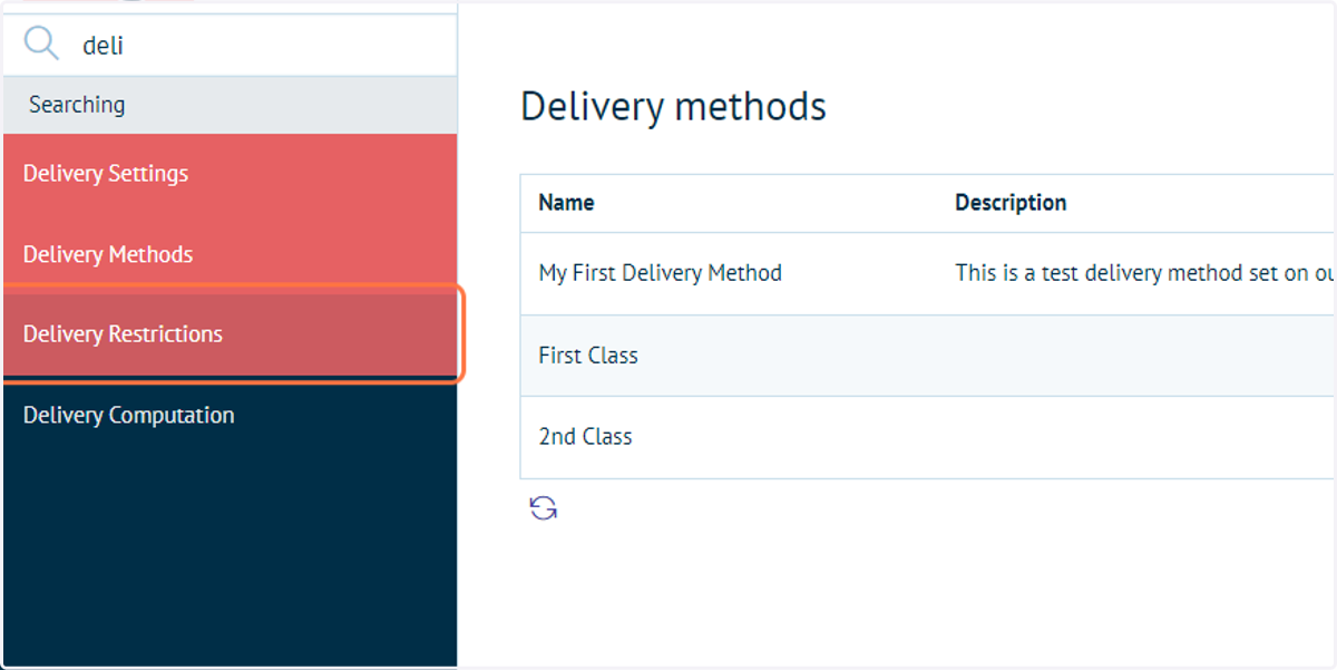 Navigate to Delivery Restrictions