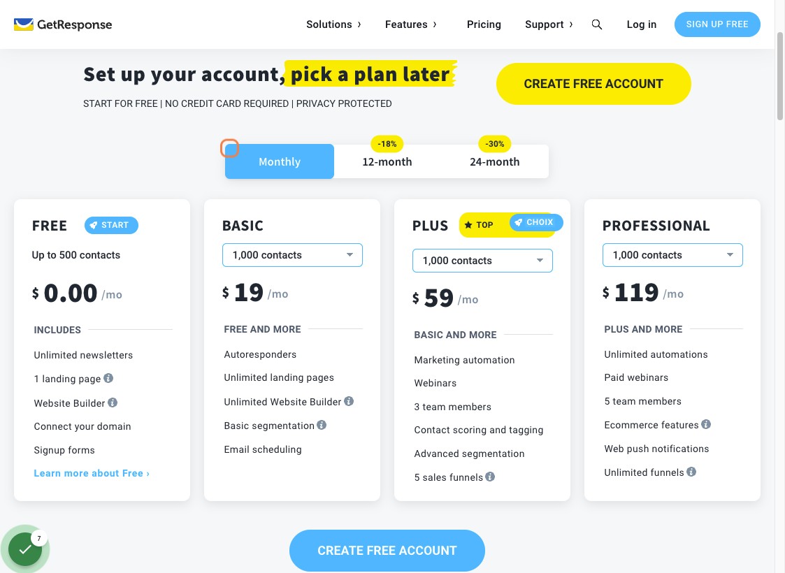 Getresponse Monthly Billing
