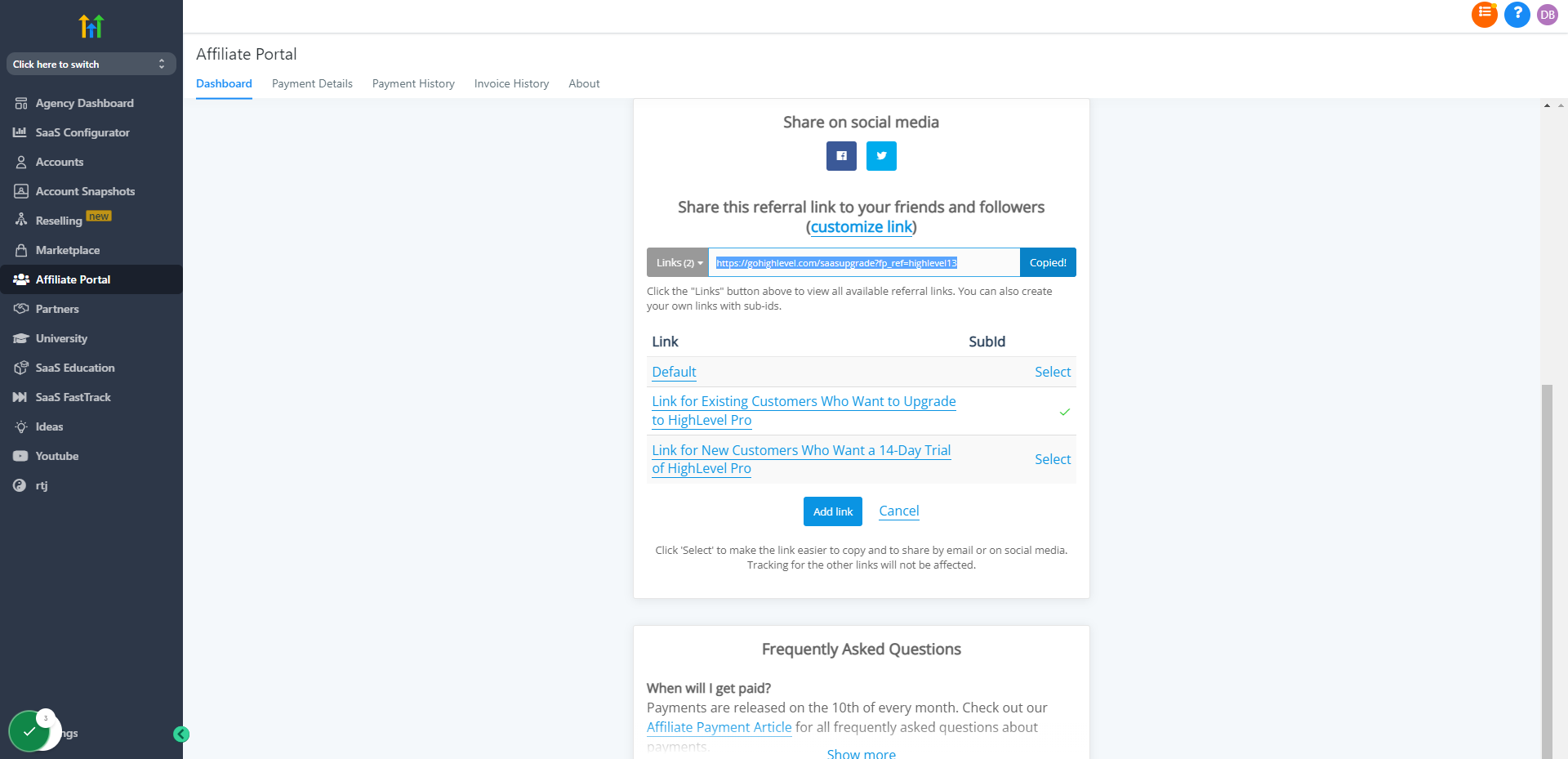 Copy the new URL Populated in the link