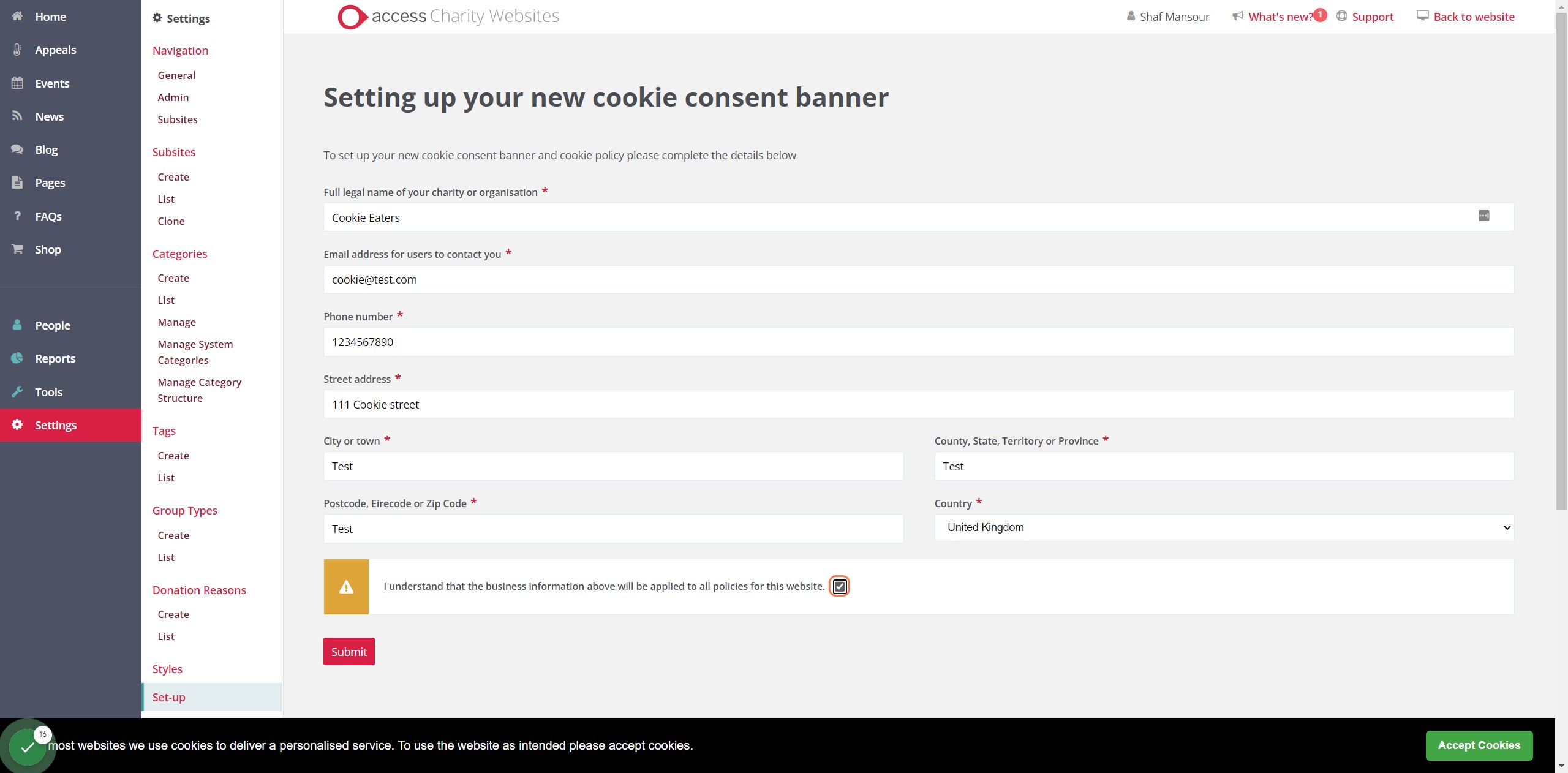 Check the box to confirm you have understood how these details will be used