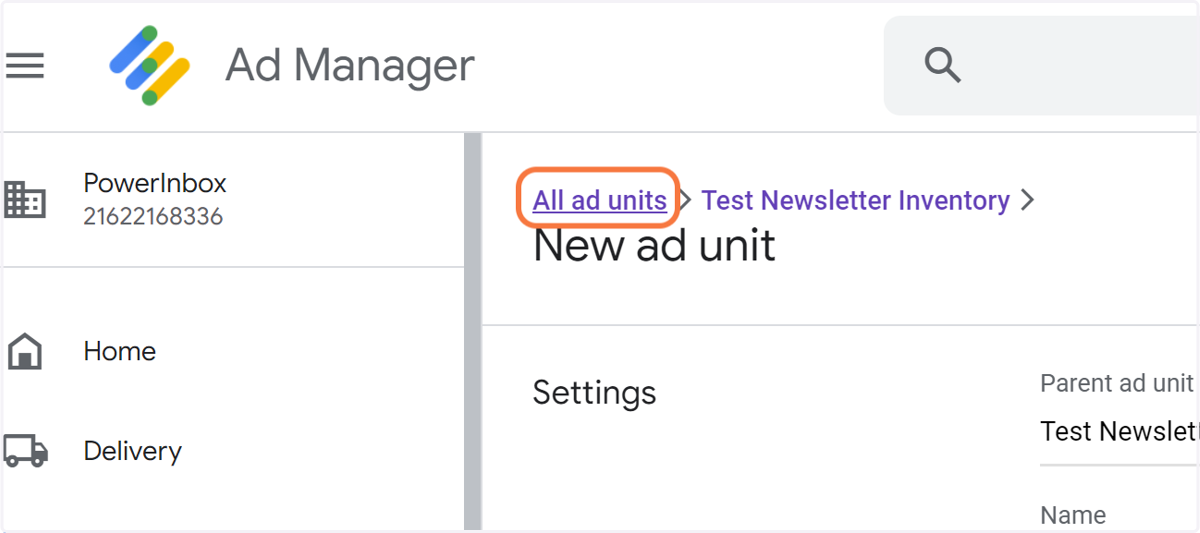 Click on All ad units one last time
