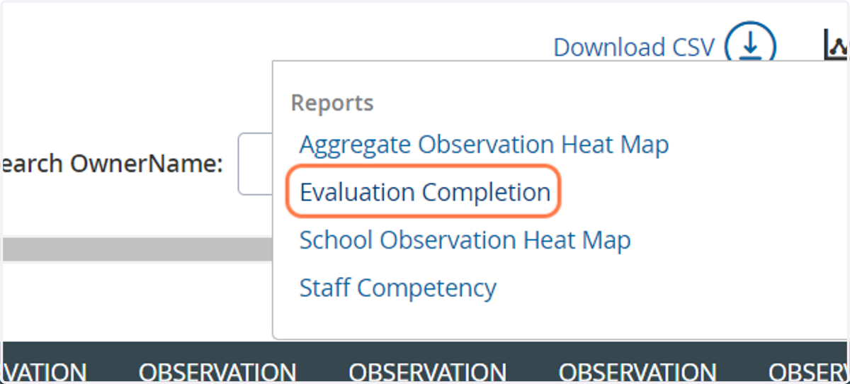 Click on "Evaluation Completion"