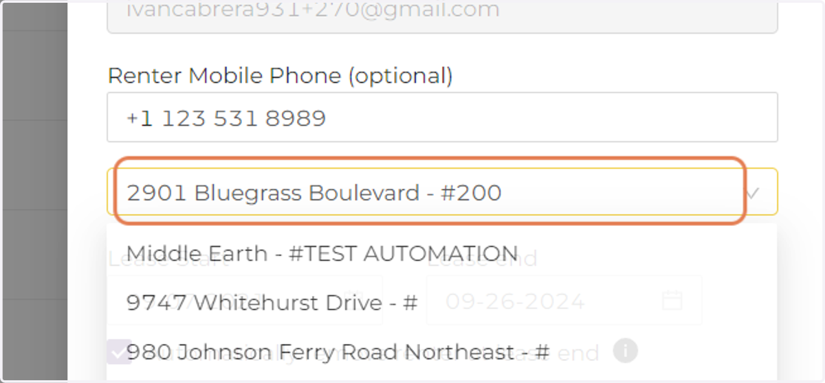 Select the New Property Address.