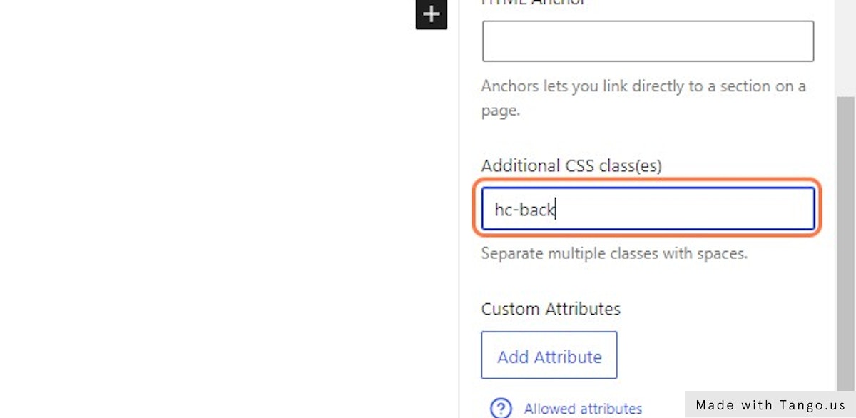Add the class "hc-back"