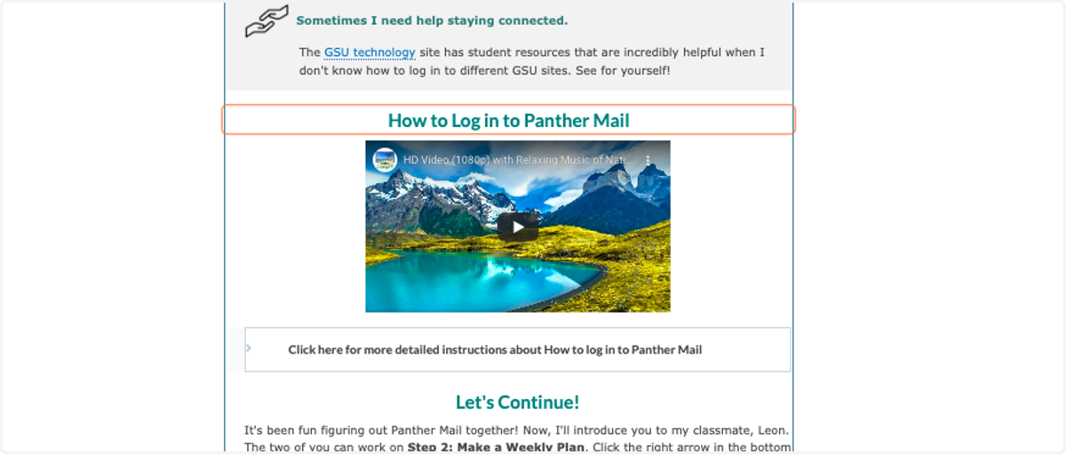 Page Feature: Features an action item on each page to help students begin to plan their semester or course start