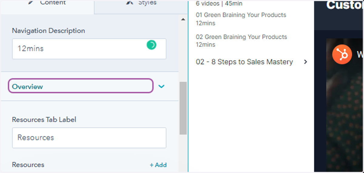 Click on Overview