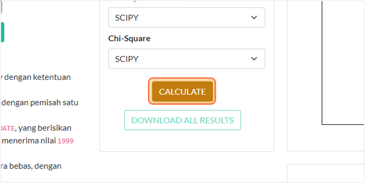 Klik "CALCULATE" untuk menghitung uji kecocokan distribusi
