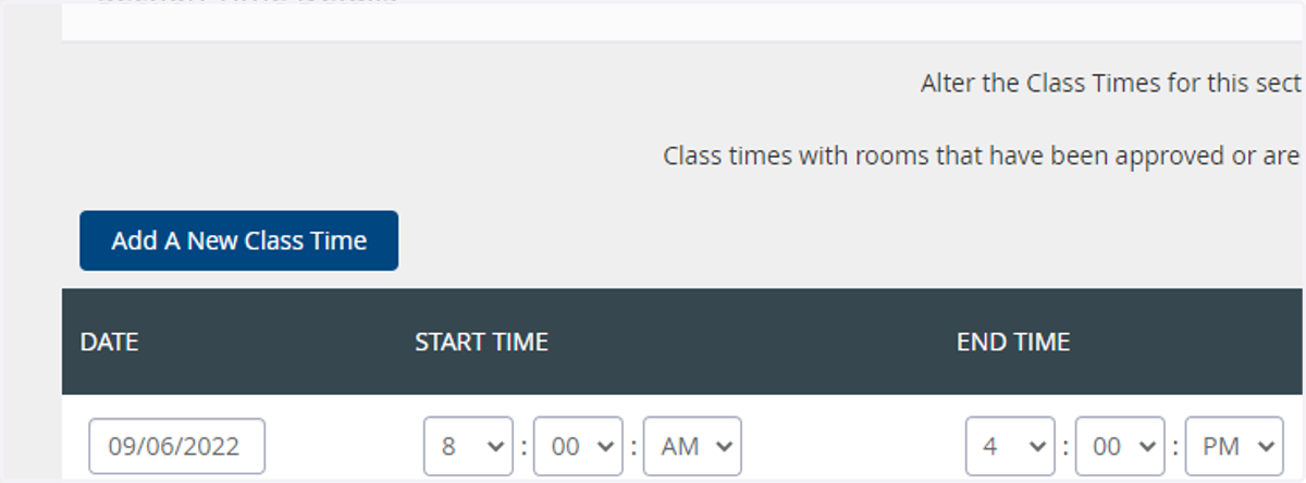 Click on Add A New Class Time
