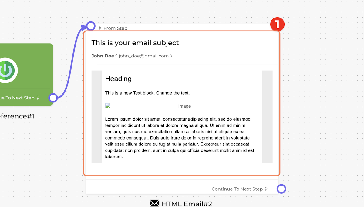 Let's configure the email - Click on Email Element