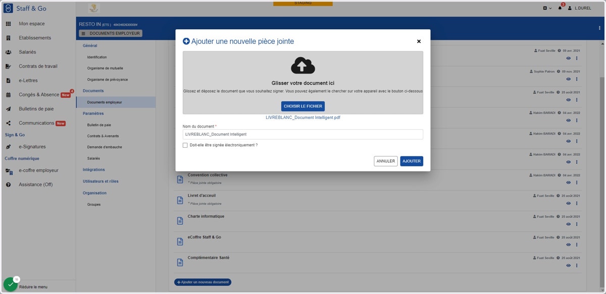 Sélectionner le document que vous souhaitez ajouter
