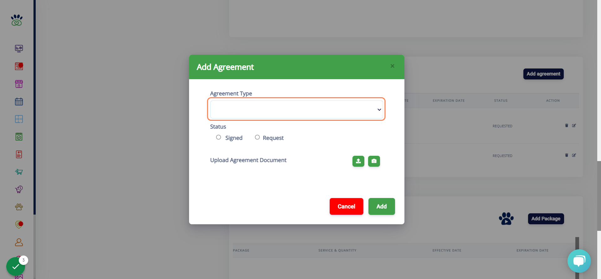 Click on the agreement you would like to send.