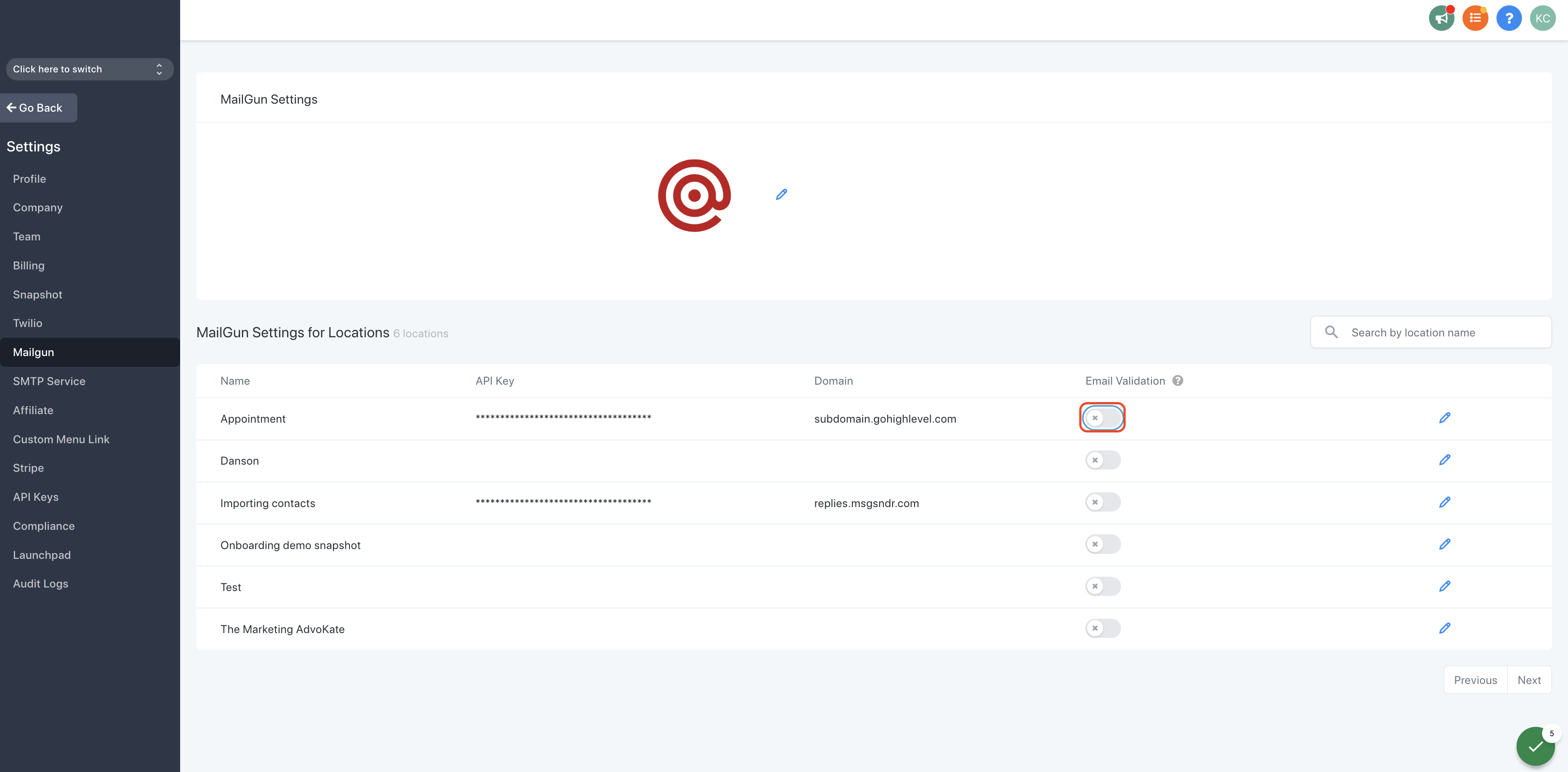 Click on Use setting
