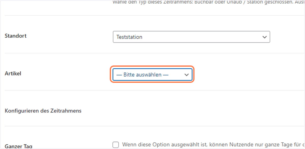 Den relevanten Artikel auswählen