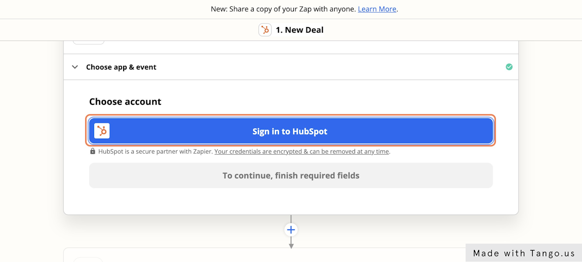 Now you'll sign into your HubSpot account or choose the account when prompted.