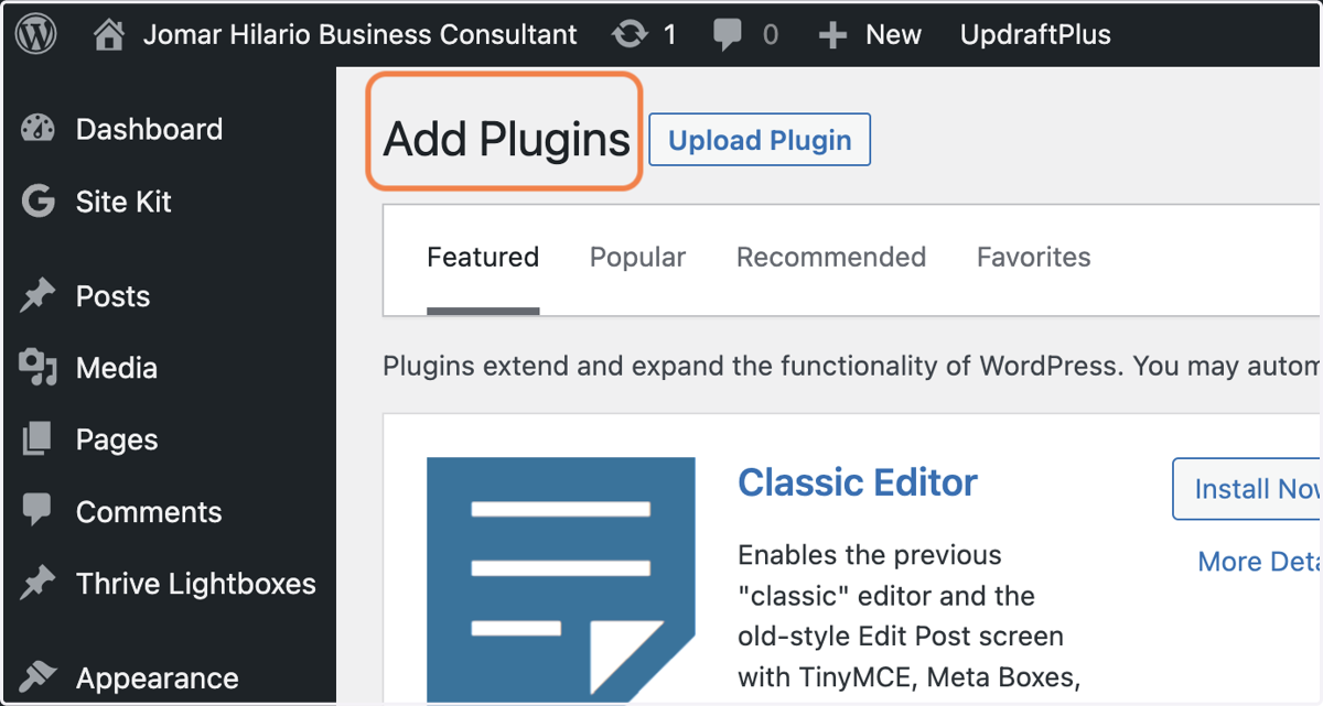 Click on Add Plugins
