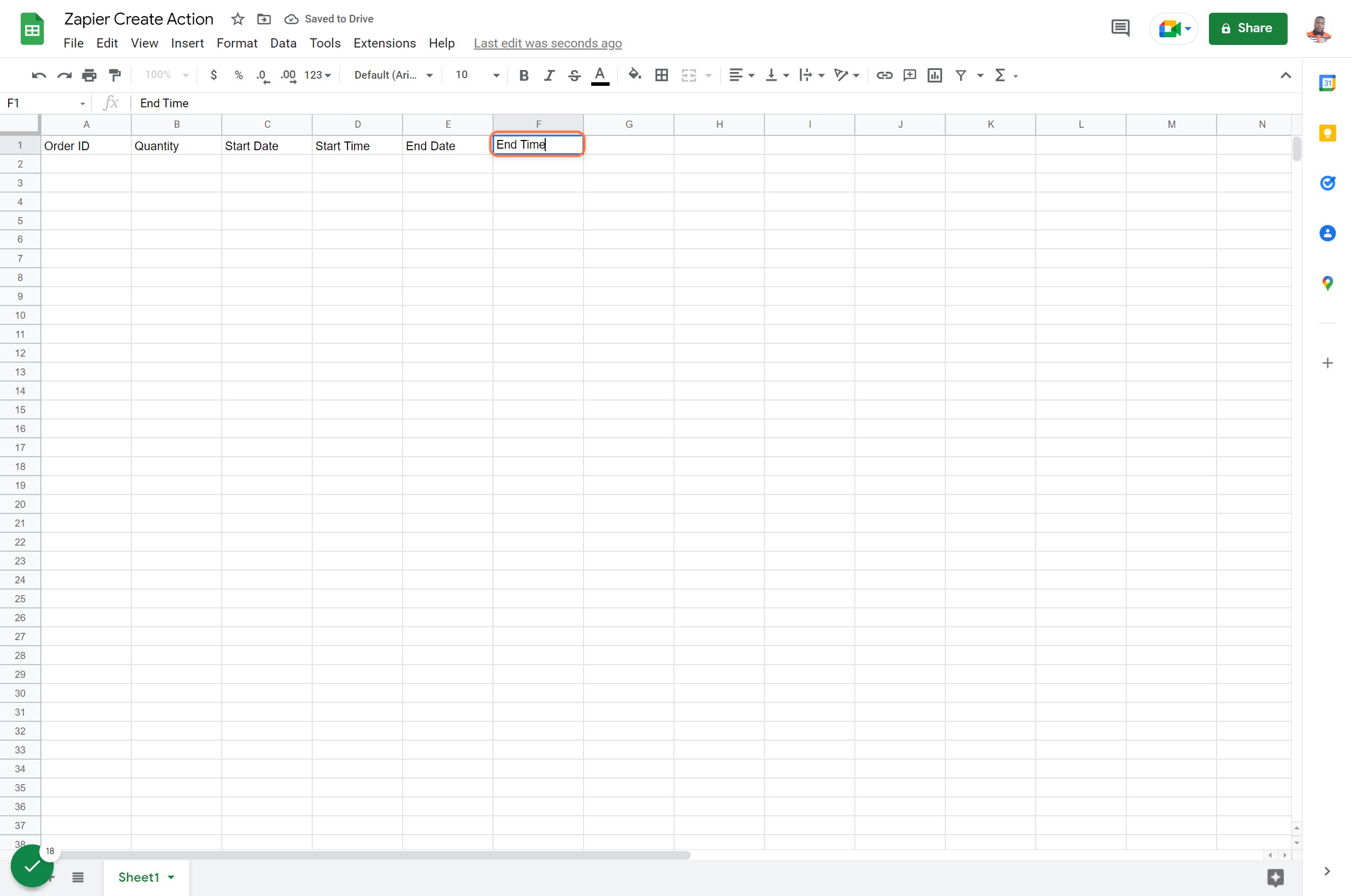 Create End Time column