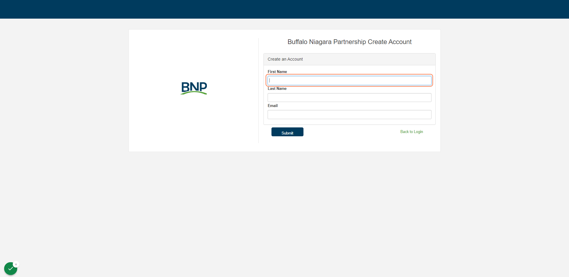 Enter your information and submit to begin creating your account