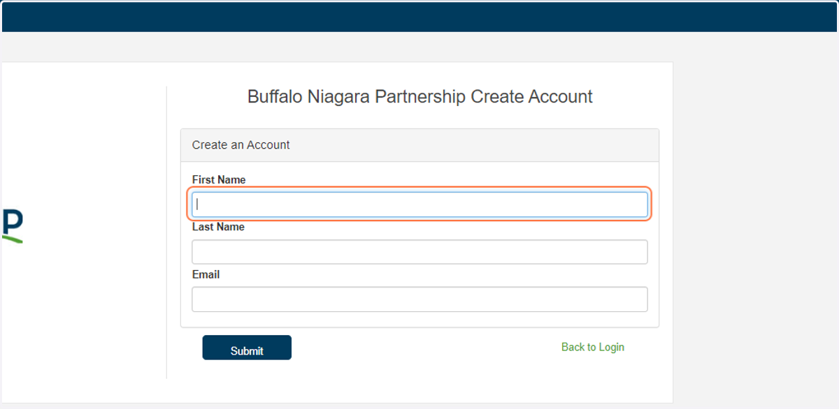 Enter your information and submit to begin creating your account