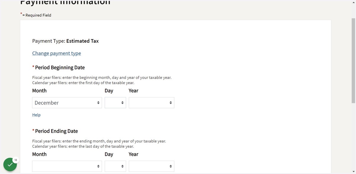Enter Period Beginning and Ending Date