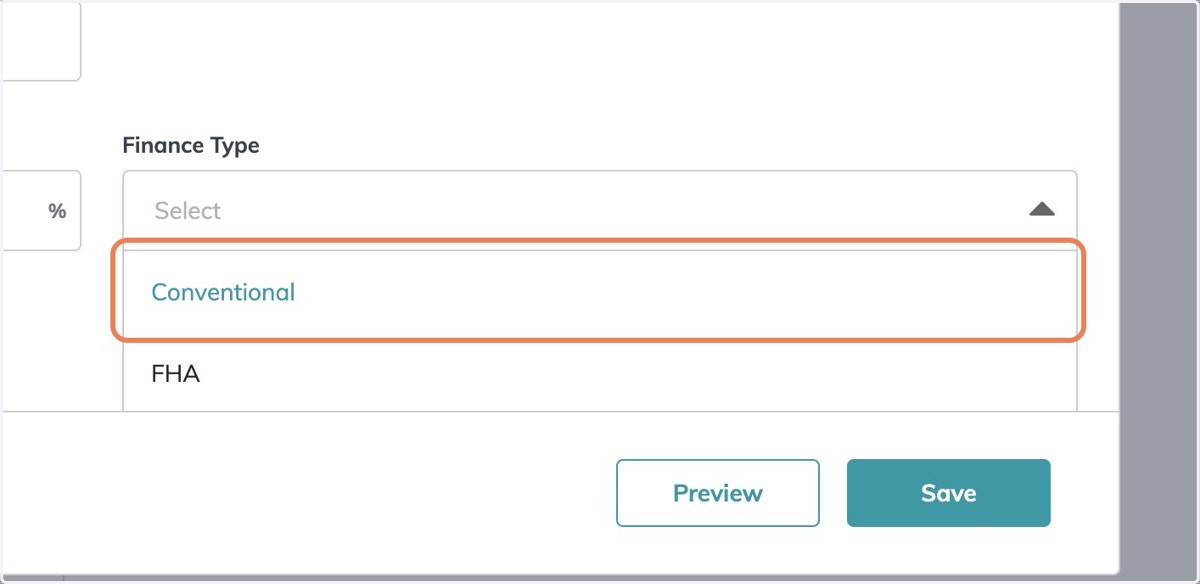 Select Finance Type