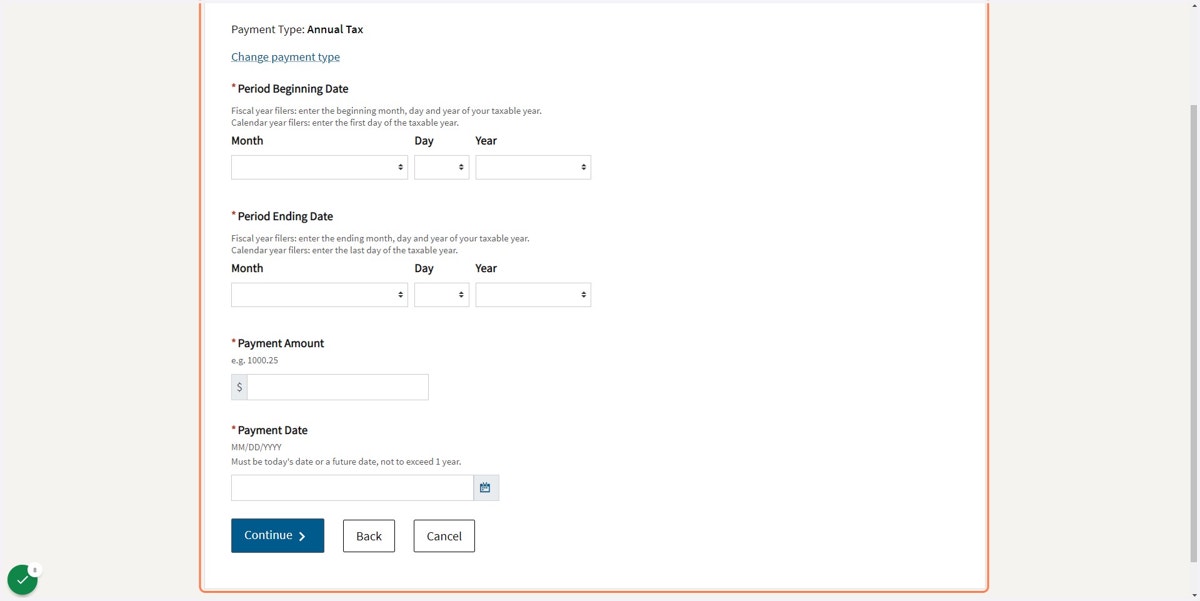 Enter Period Beginning and Ending Date