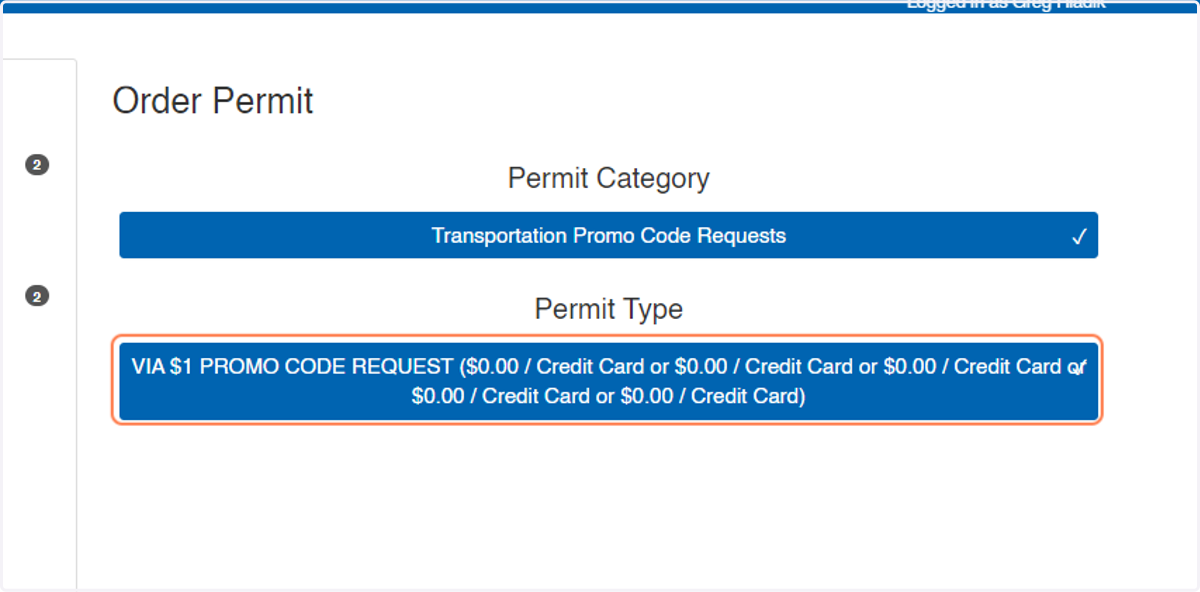 Click on VIA $1 PROMO CODE REQUEST