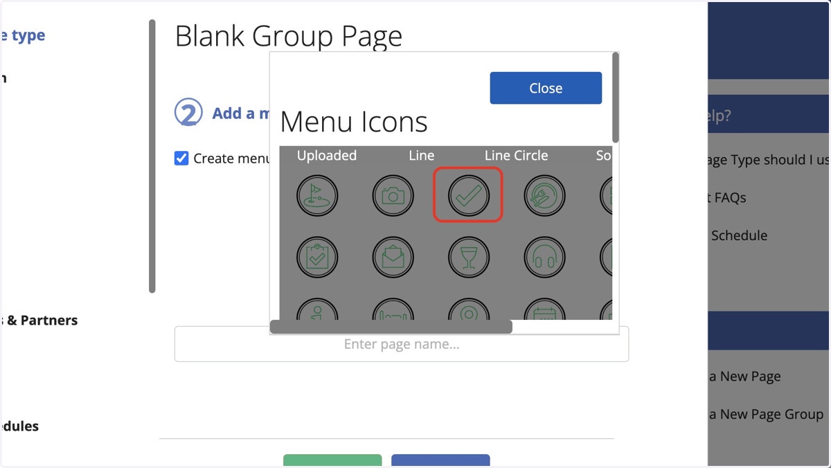 Select a Menu Icon