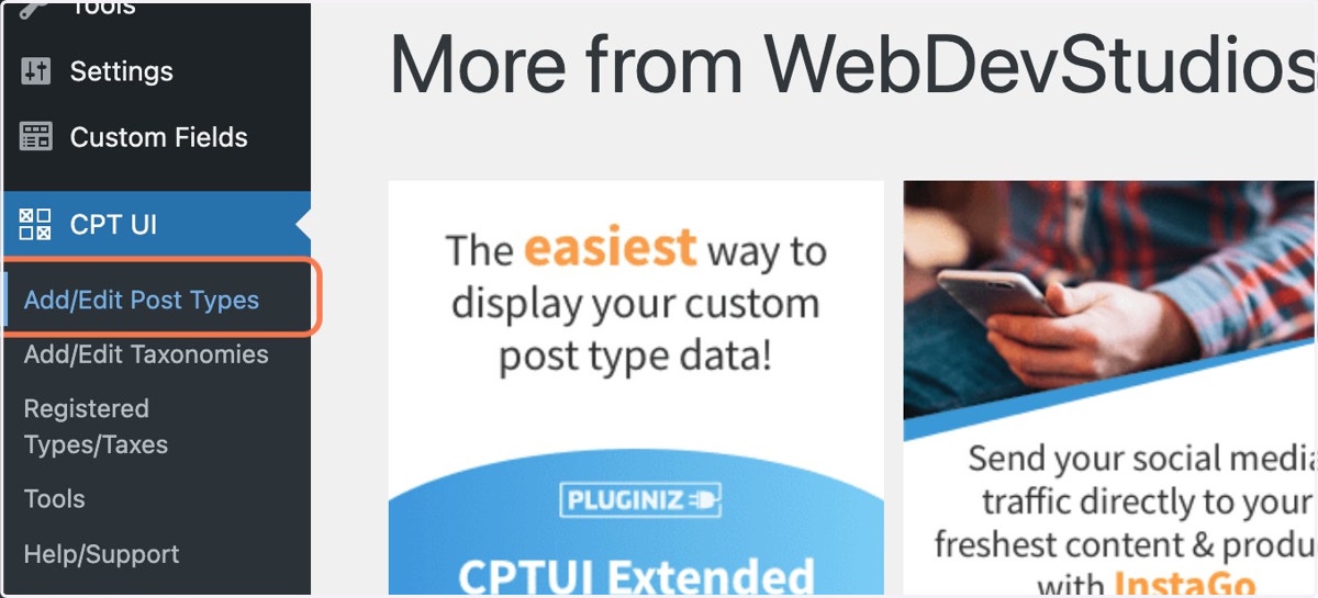 Click on Add/Edit Post Types