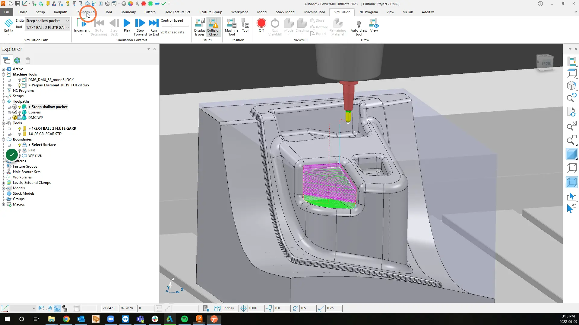 Toolpath Edit tab