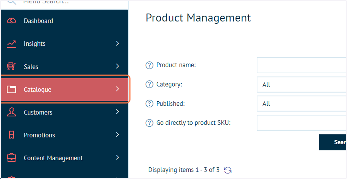 Click on Catalogue