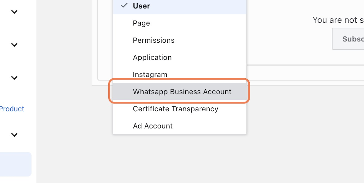 Click on WhatsApp Business Account