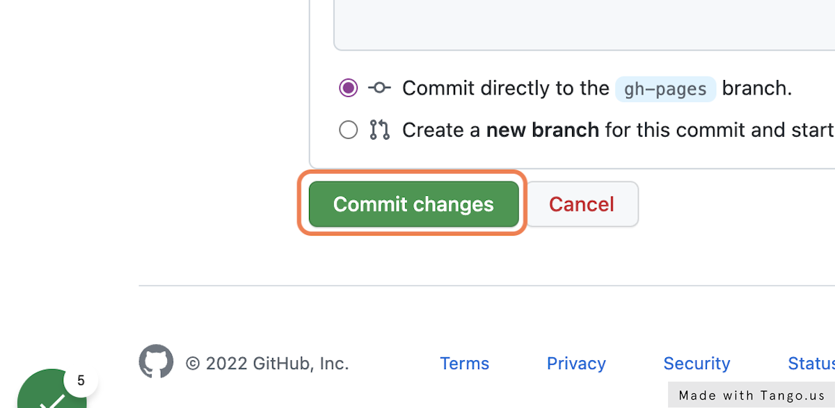 Select "Commit changes"