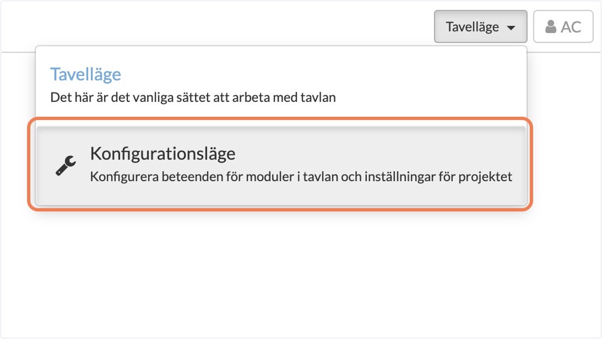 Klicka på "Konfigurationsläge"