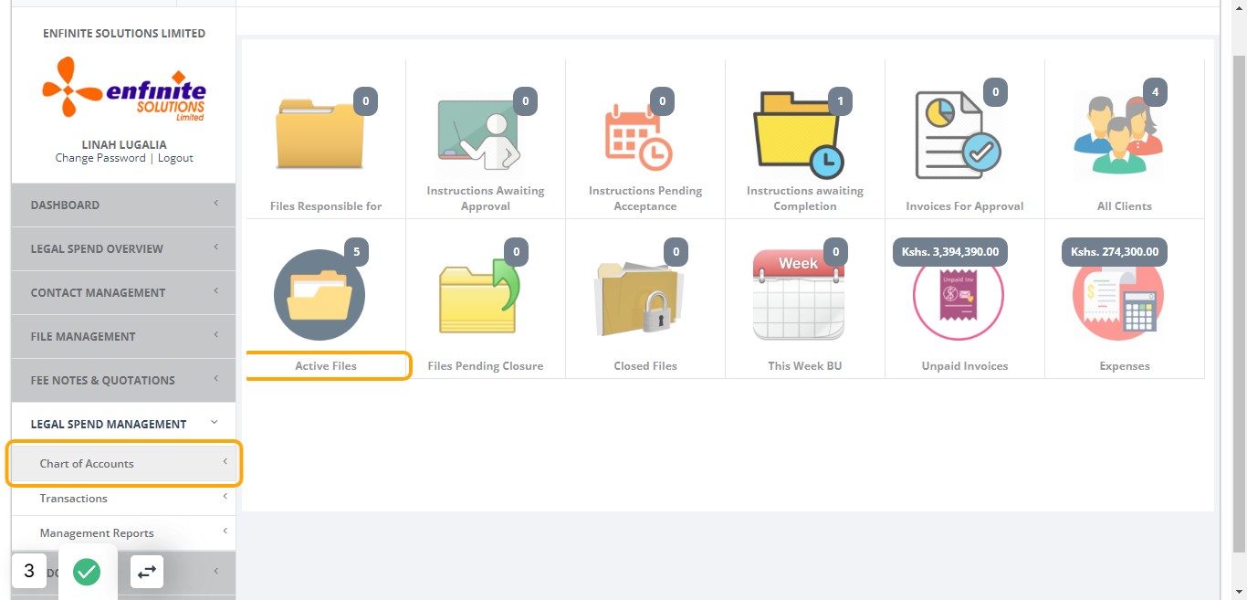 Click on Chart of Accounts sub module