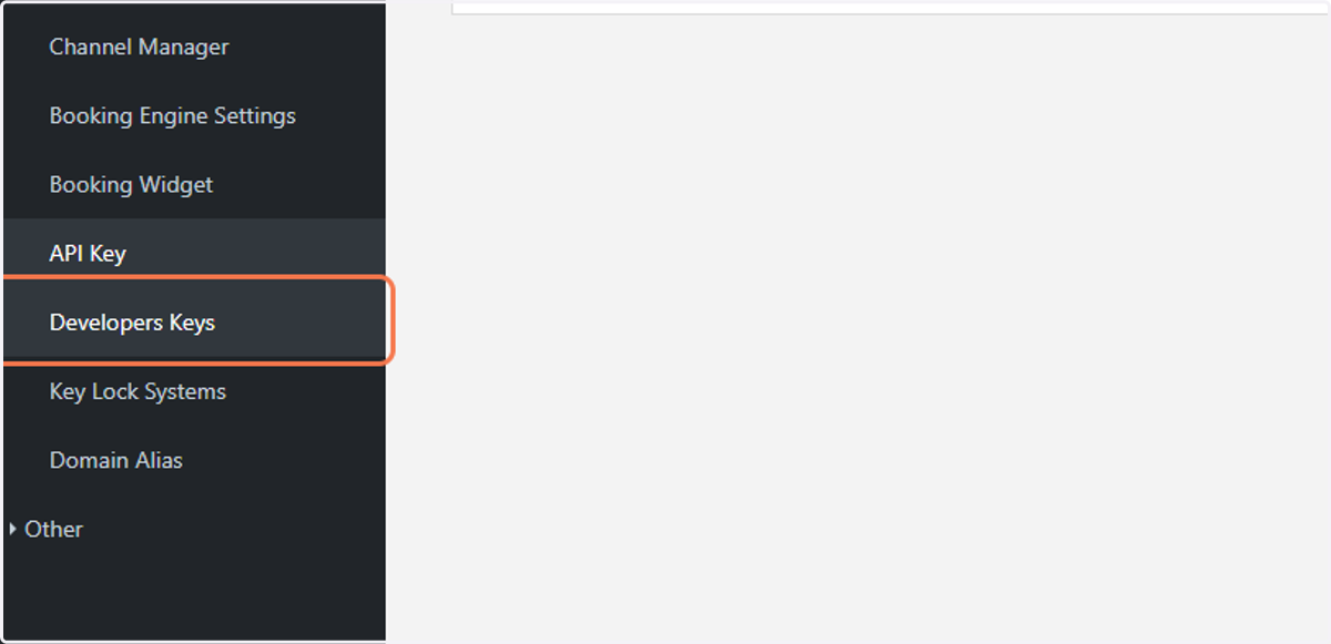 Next, Click on Developers Keys on the left hand menu