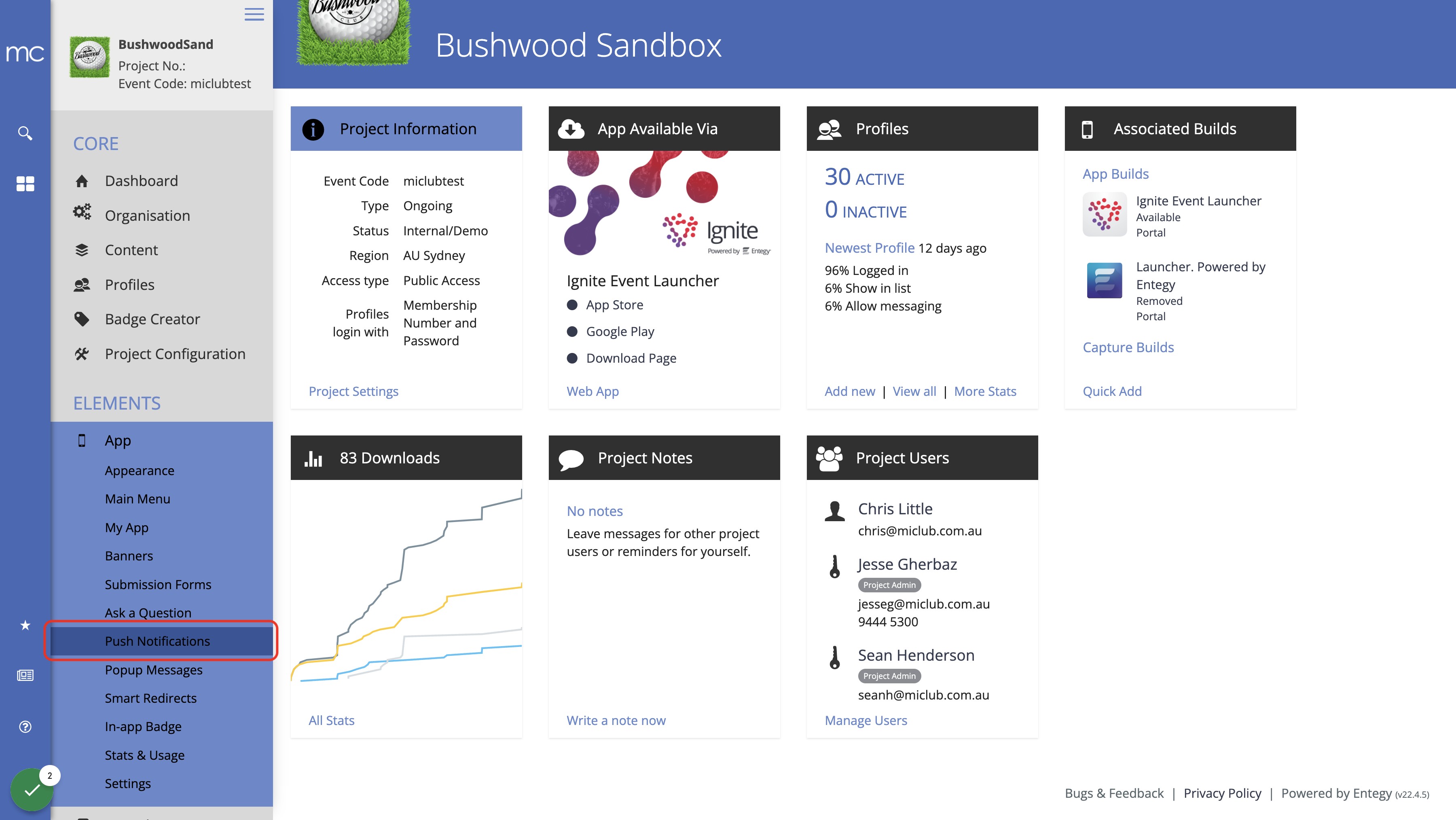 Click on Push Notifications