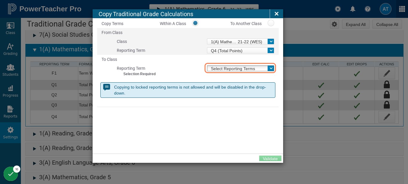 Click on Select Reporting Terms