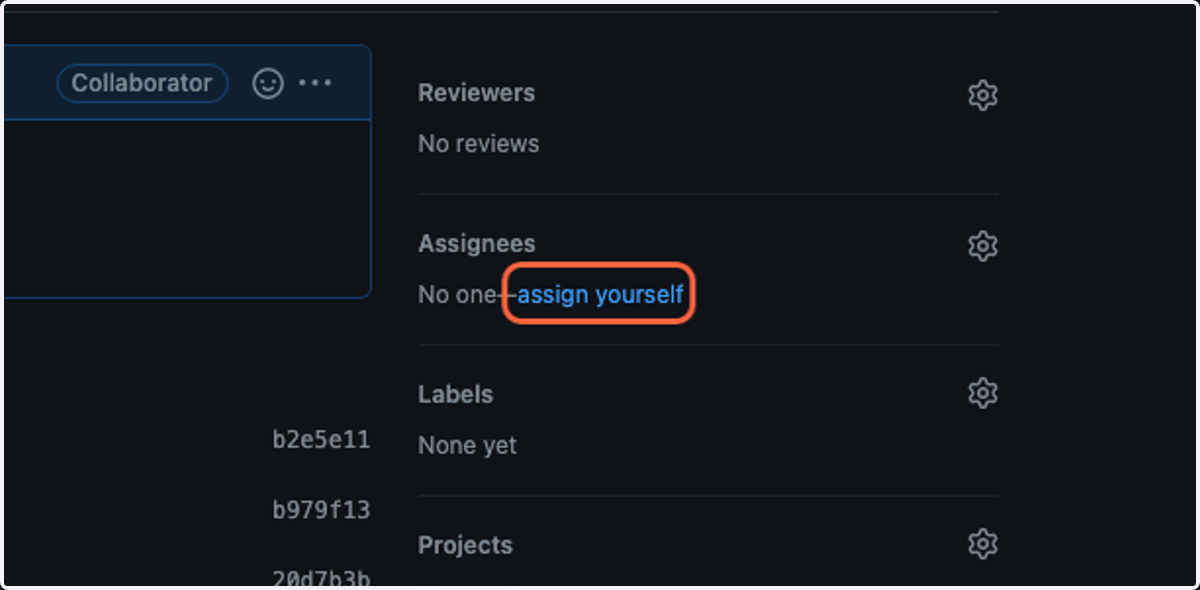Optionally assign yourself to the pull request