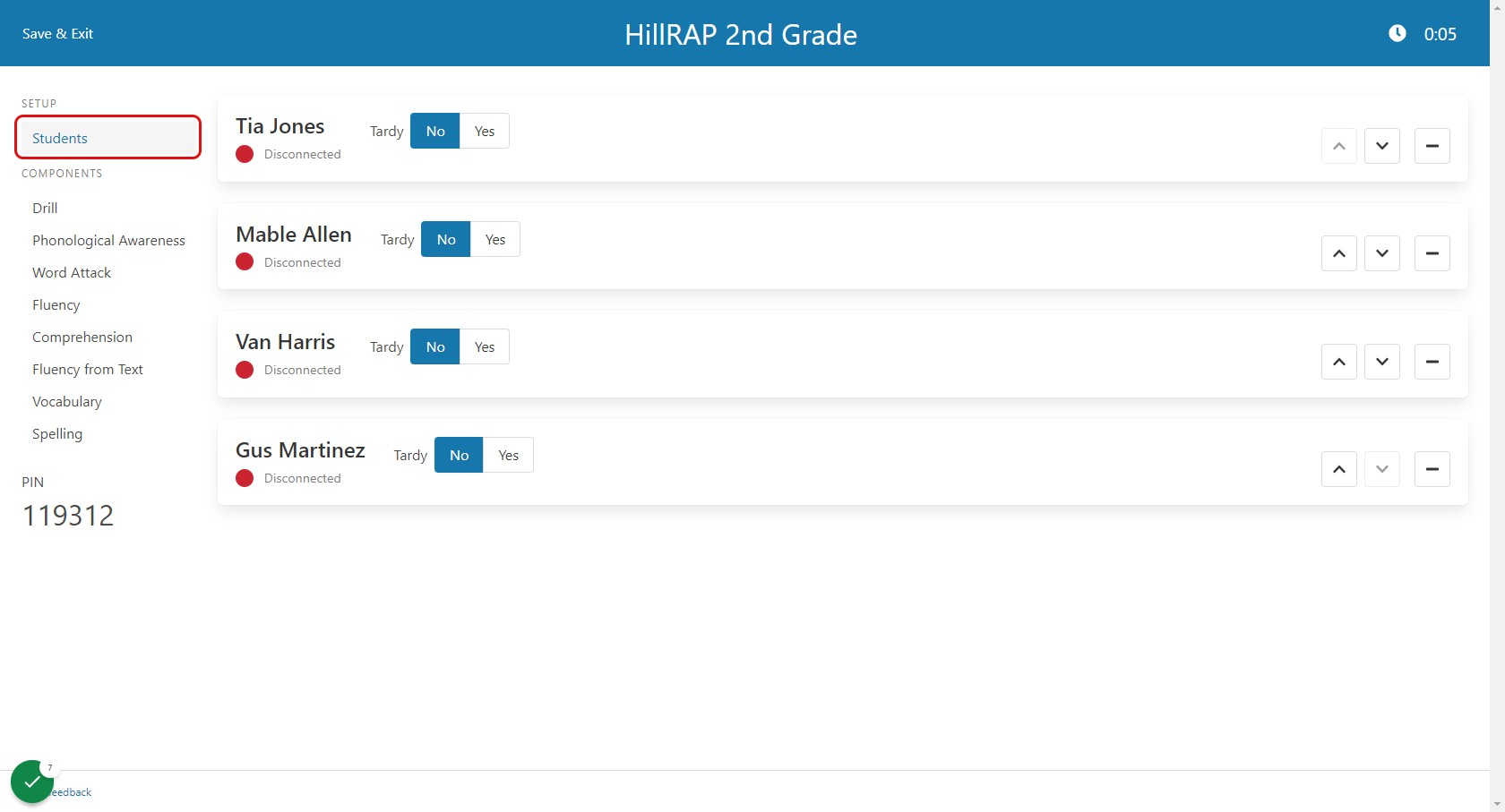 Student Management Screen