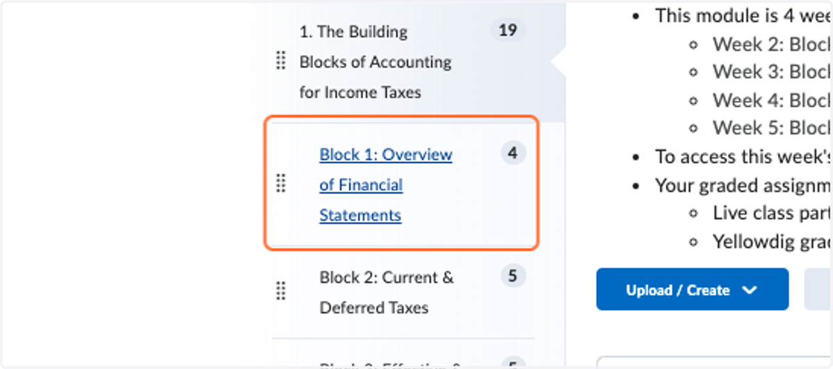 Course Narrative: "Building Blocks" of accounting to organize content and facilitate learning