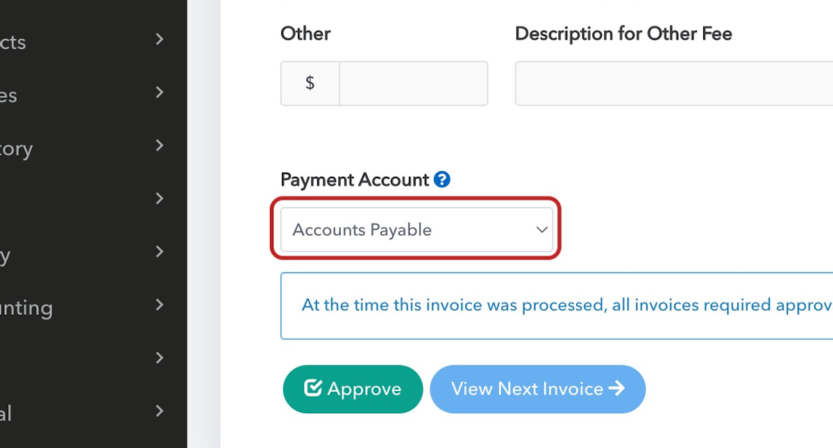 You can adjust the Payment Account