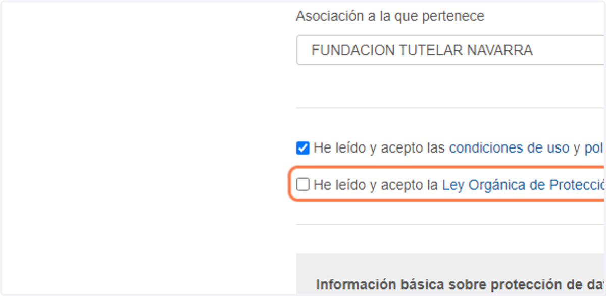 Acepta las condiciones de uno y privacidad