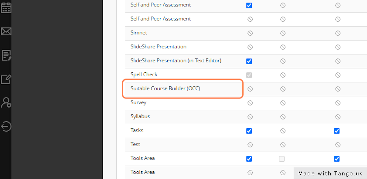 You'll be presented with all of the tools available to be implemented into your course. Look for the Suitable Course Builder specifically within this list.