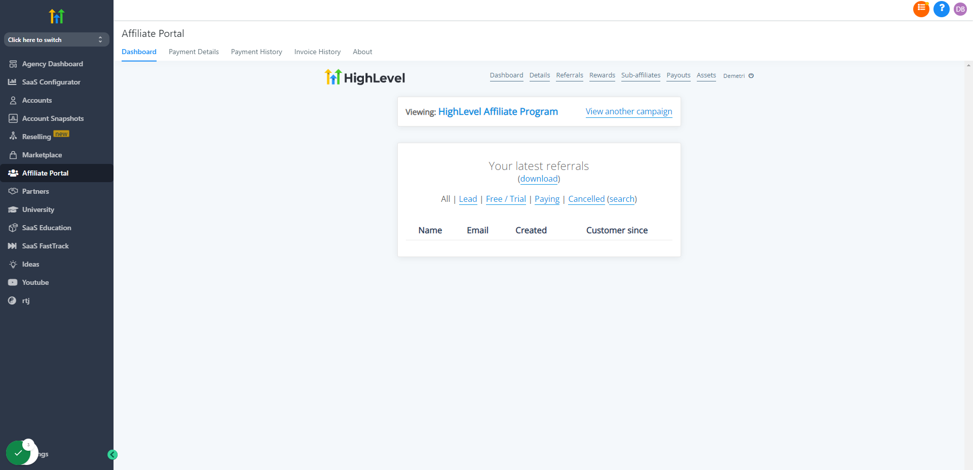 Click on Referrals