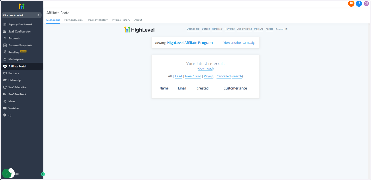 Click on Referrals