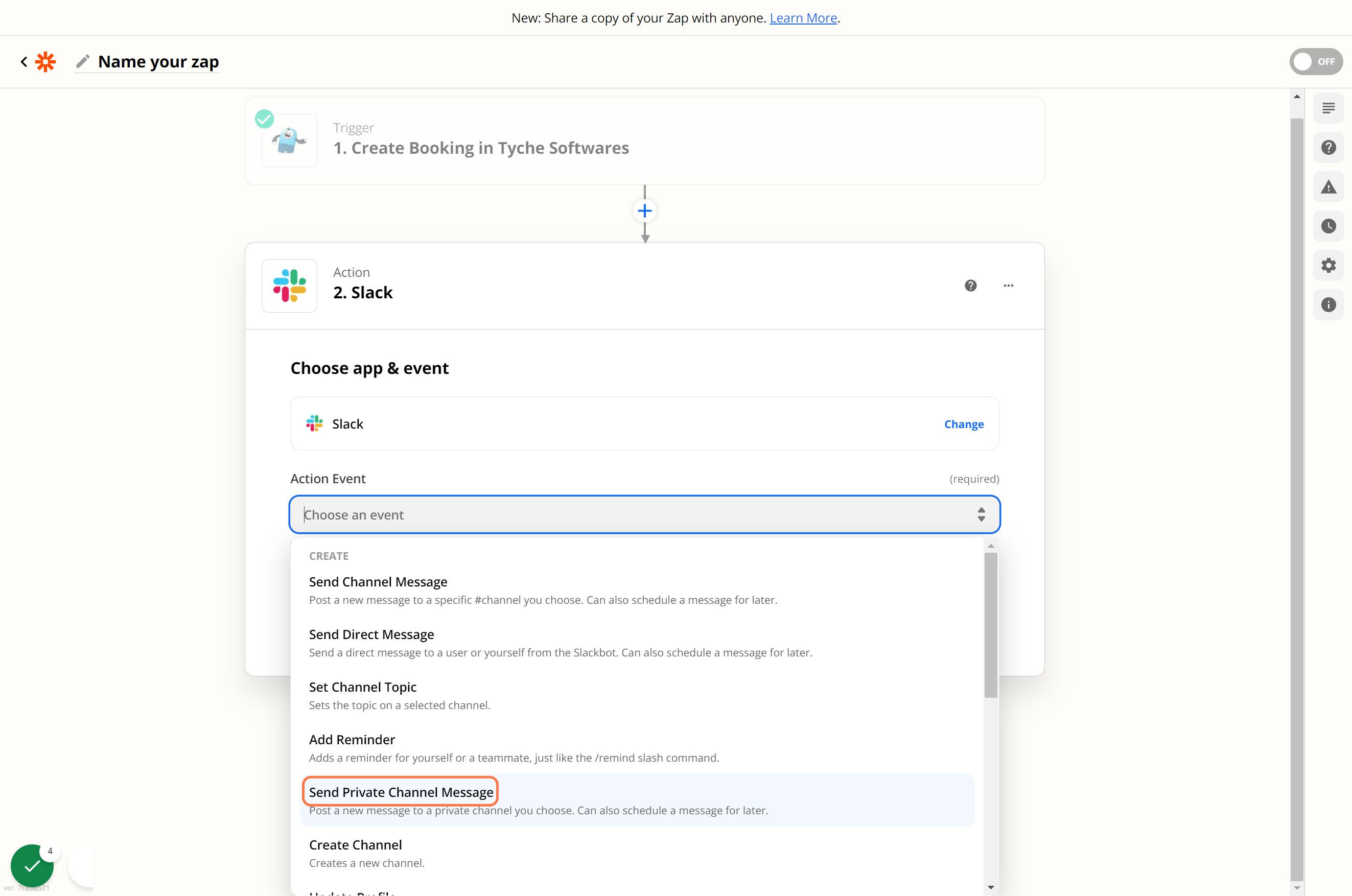 Click on Send Private Channel Message